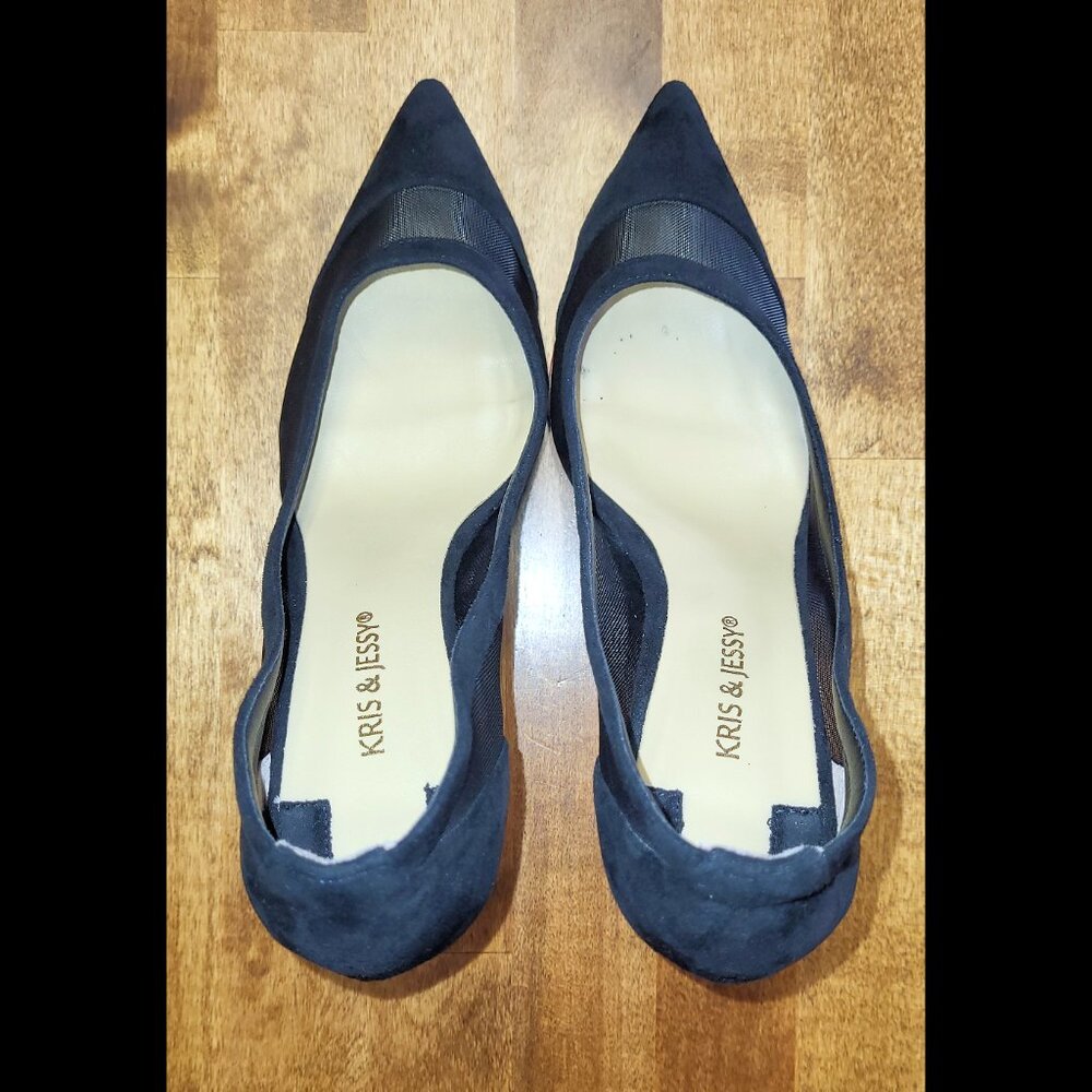 Kris & Jessy Black Suede Leather & Mesh High Heel Stiletto Pumps US 8.5 - Picture 10 of 14